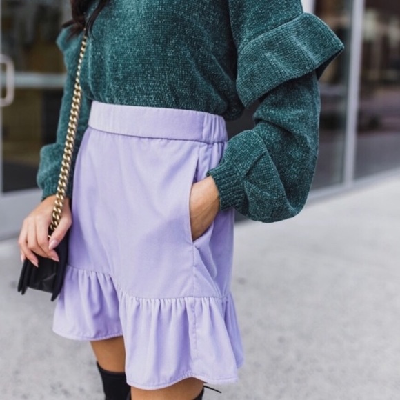 J Crew Velvet Purple Lavender Peplum  Micro Mini Skirt NEW - Picture 7 of 8